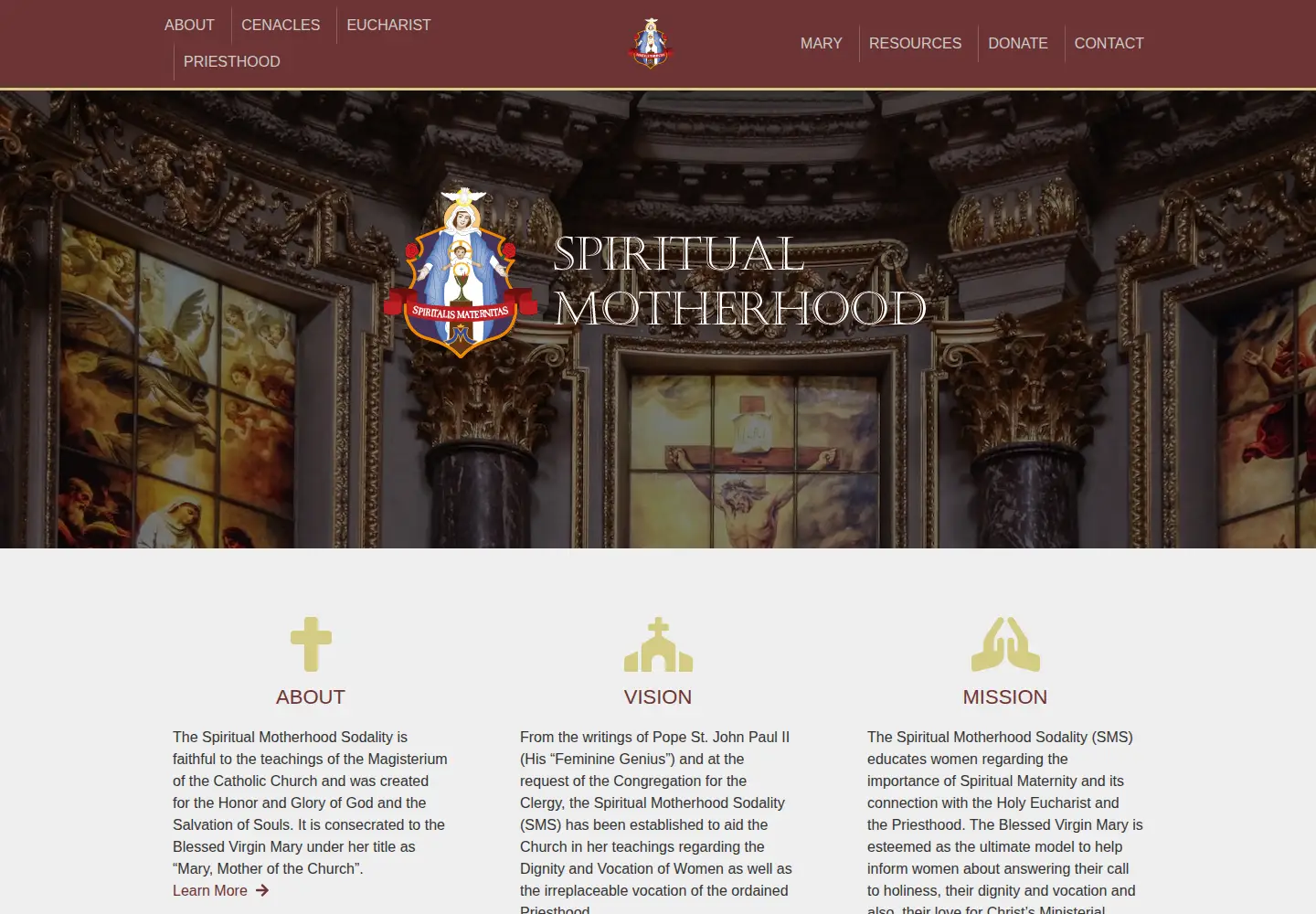 Captured homepage of spiritualmaternity.org in the current scan