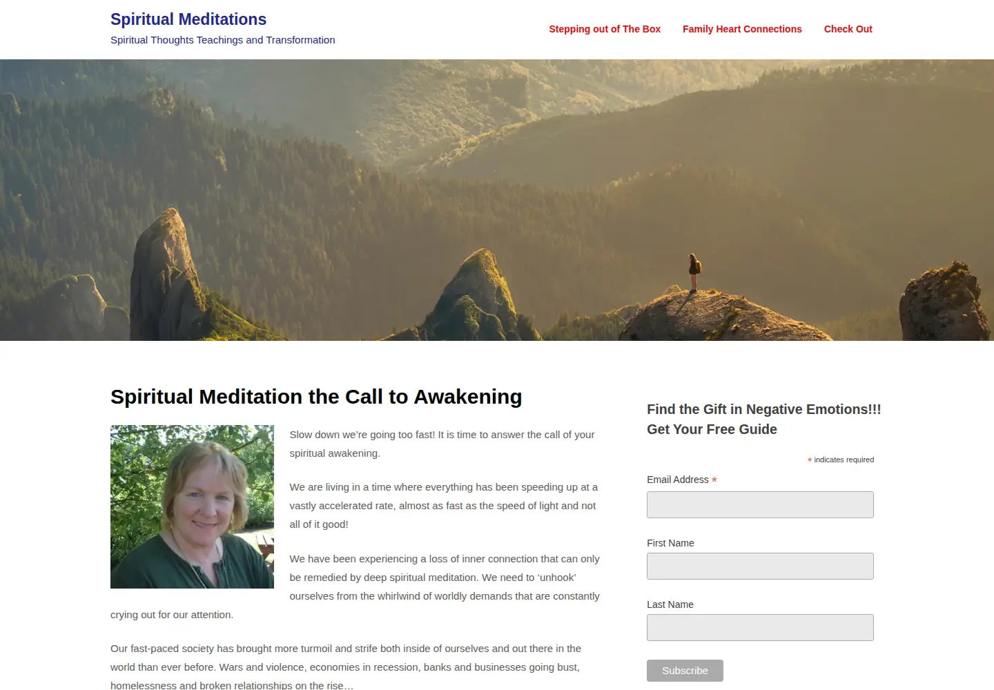 Captured homepage of spiritualmeditations.org in the current scan
