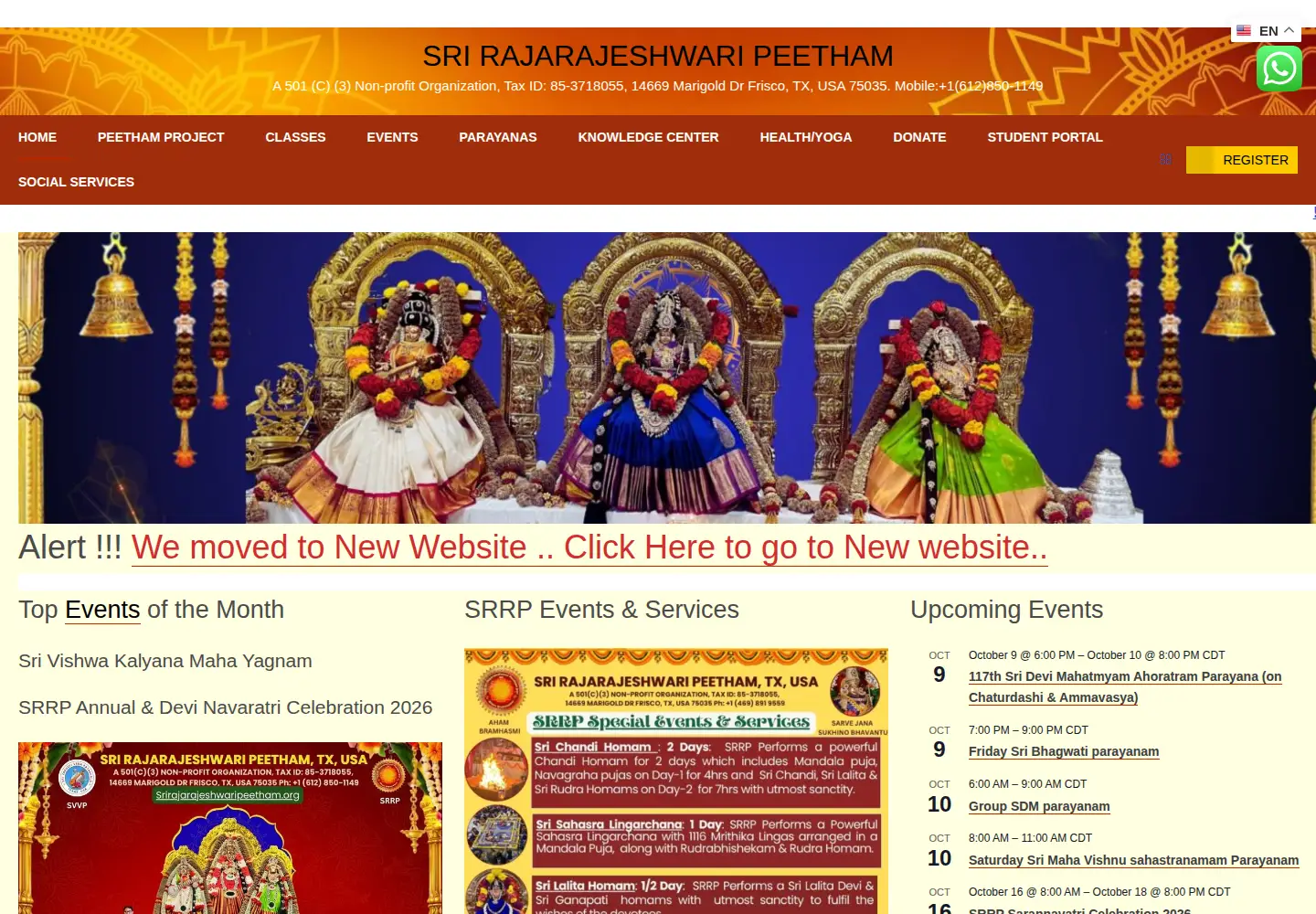 Screenshot of srirajarajeswaripeetham.org