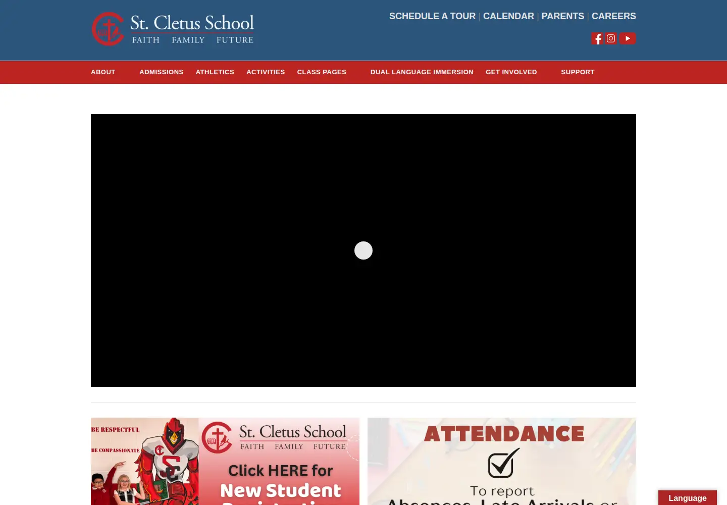 Captured homepage of stcletusschool.org in the current scan