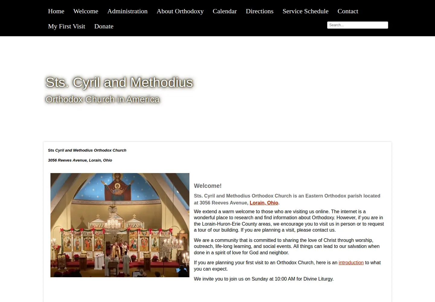 Captured homepage of stscyrilandmethodius.org in the current scan