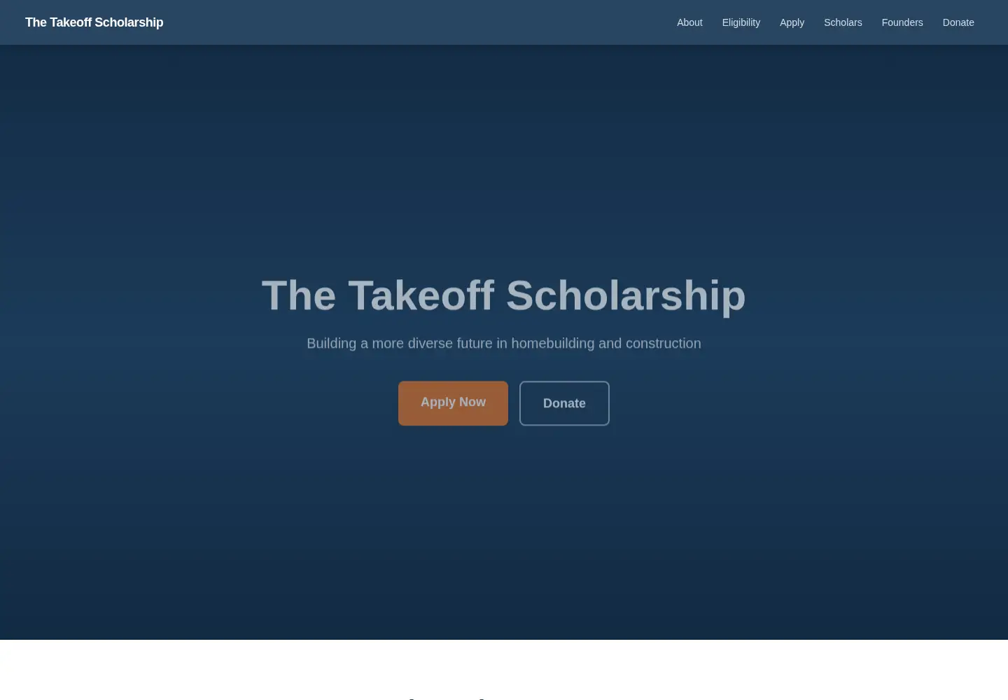 Captured homepage of takeoffscholarship.org in the current scan