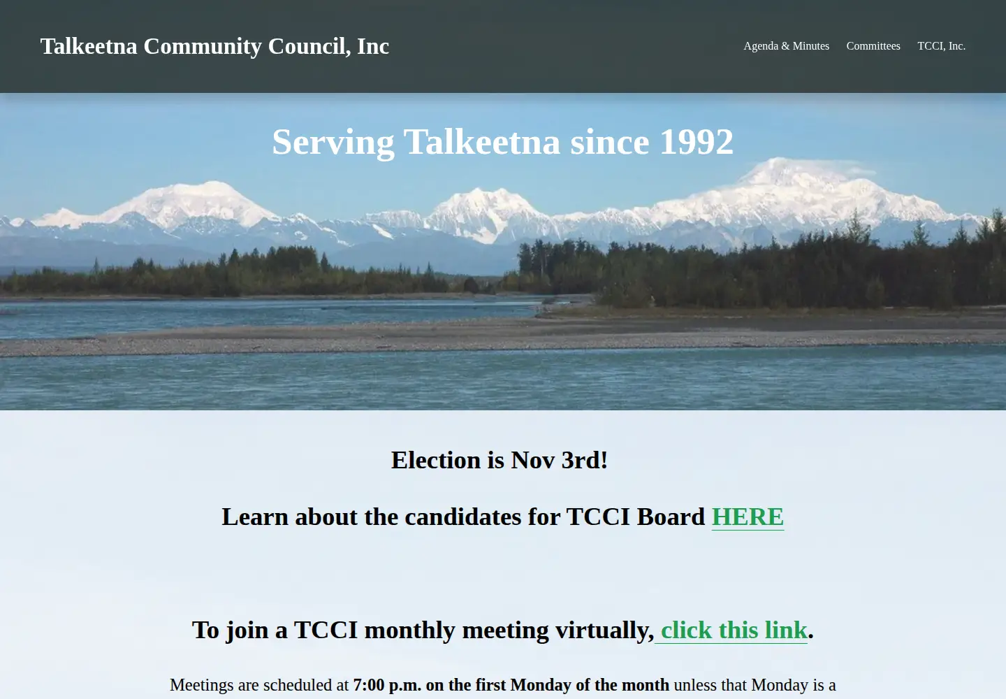 Screenshot of talkeetnacouncil.org