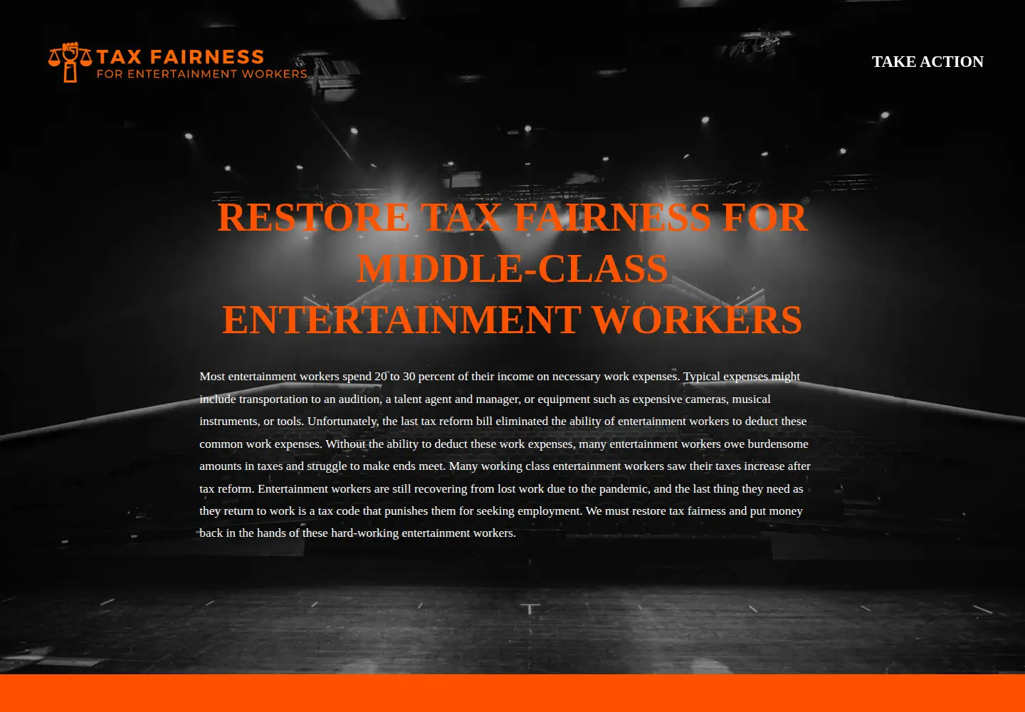Screenshot of taxfairness4entertainmentworkers.org