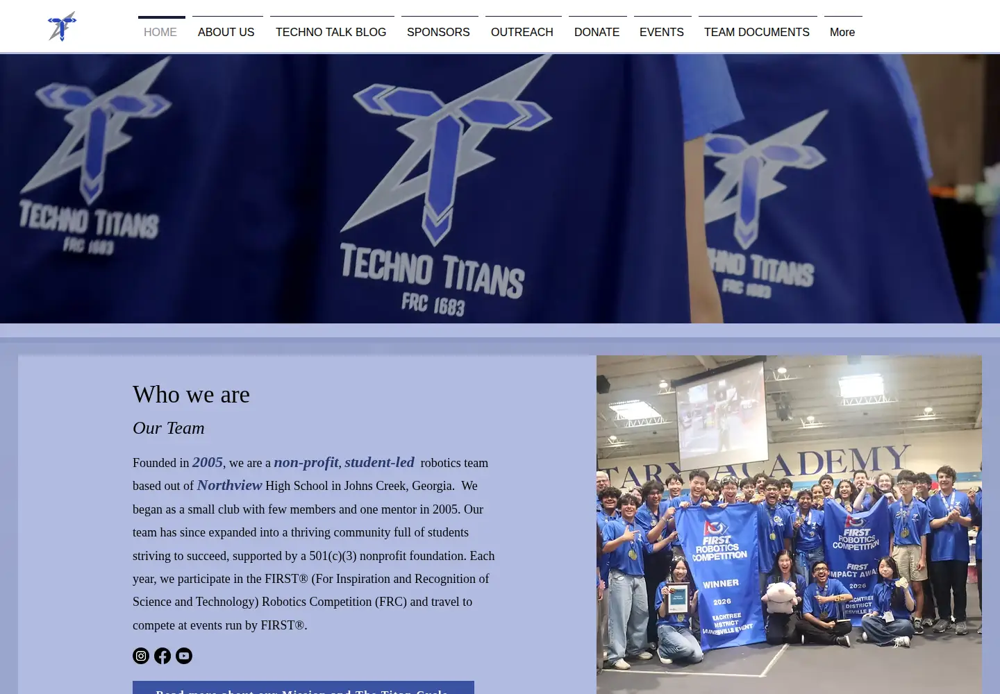 Captured homepage of technotitans.org in the current scan