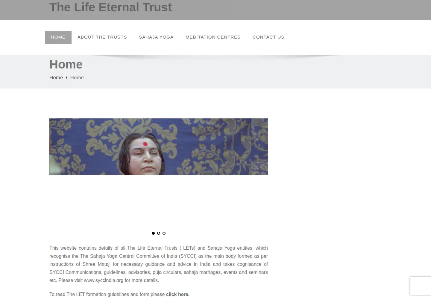 Captured homepage of thelifeeternaltrust.org in the current scan