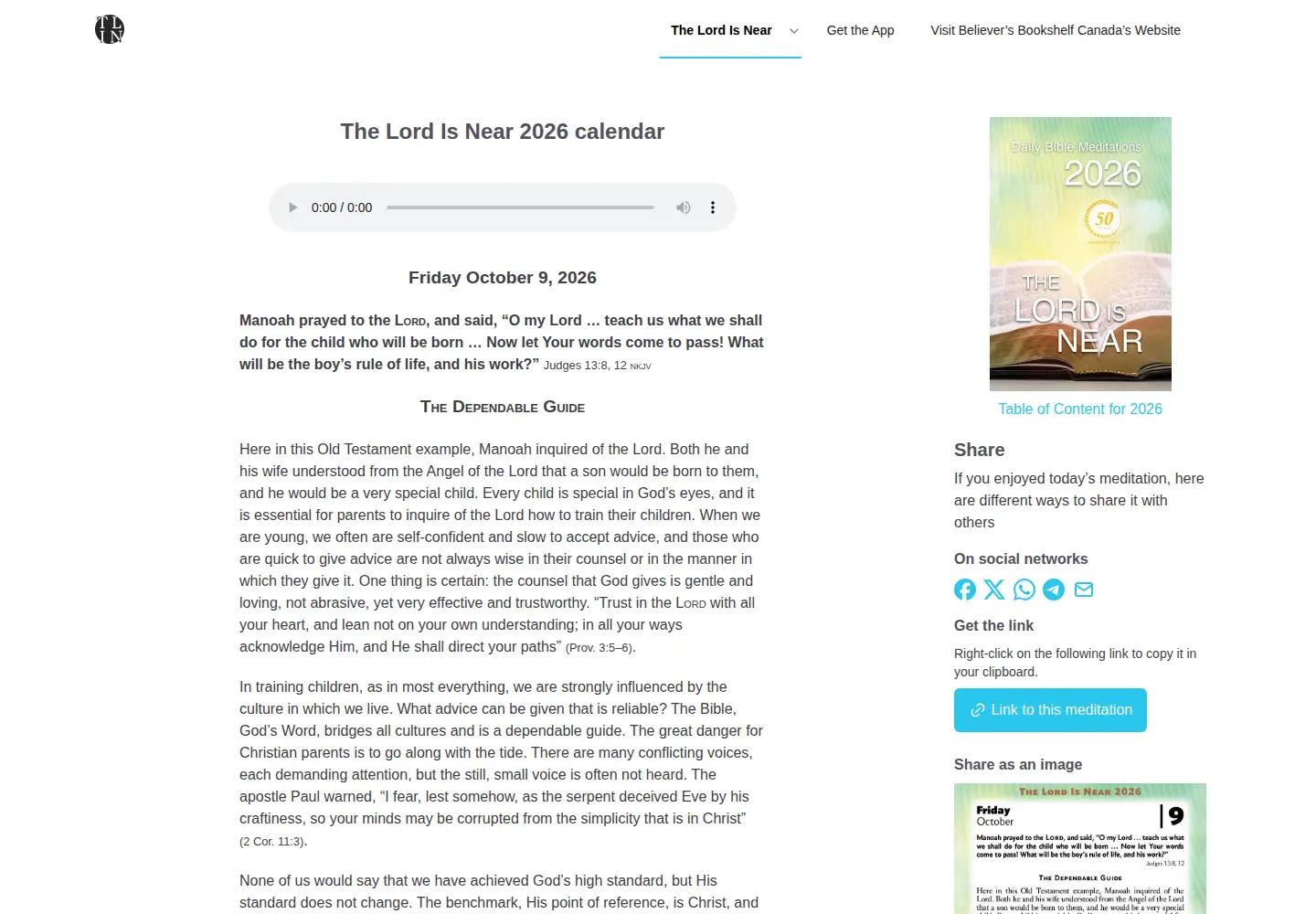 Screenshot of thelordisnear.org