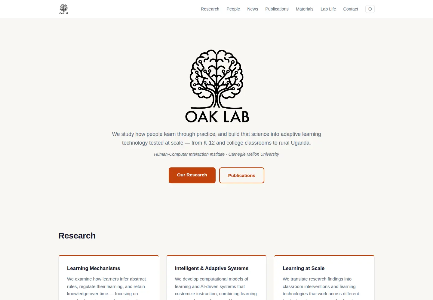 Captured homepage of theoaklab.org in the current scan