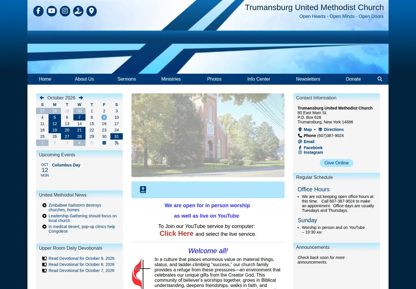 Screenshot of trumansburgumc.org