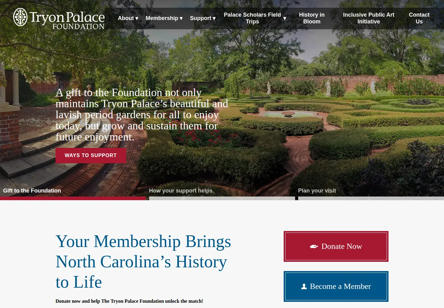 Captured homepage of tryonpalacefoundation.org in the current scan