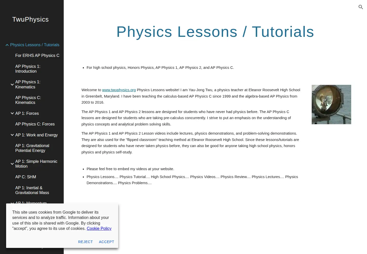 Screenshot of twuphysics.org