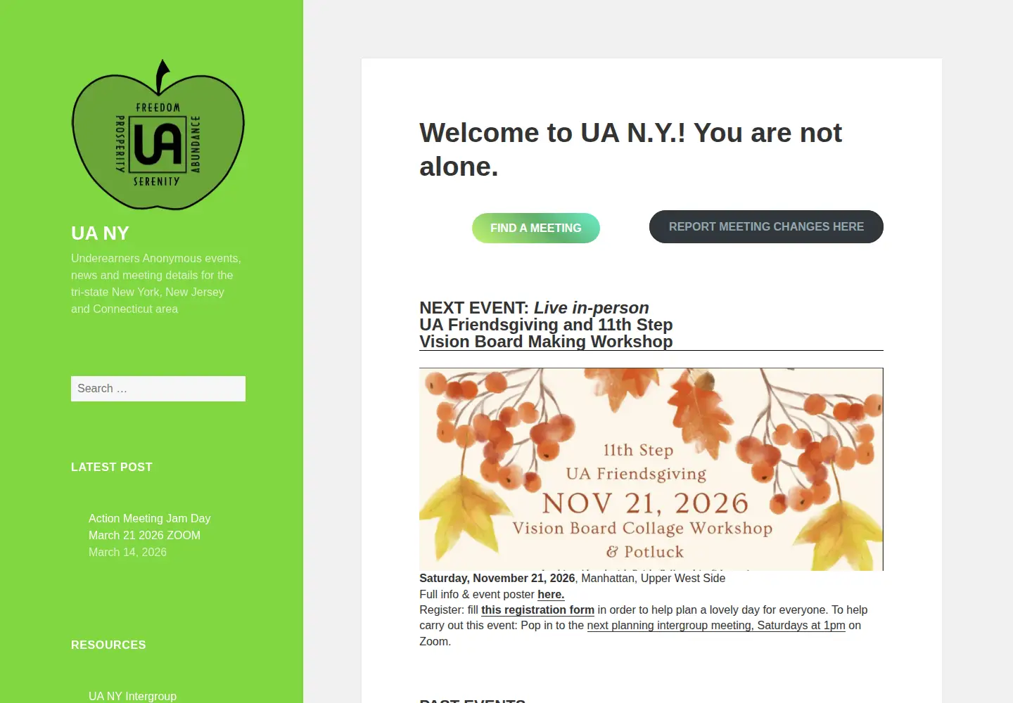 Captured homepage of ua-ny.org in the current scan