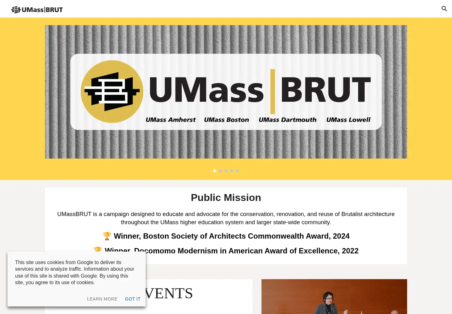 Captured homepage of umassbrut.org in the current scan