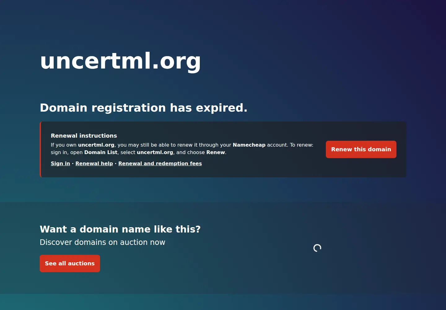 Screenshot of uncertml.org