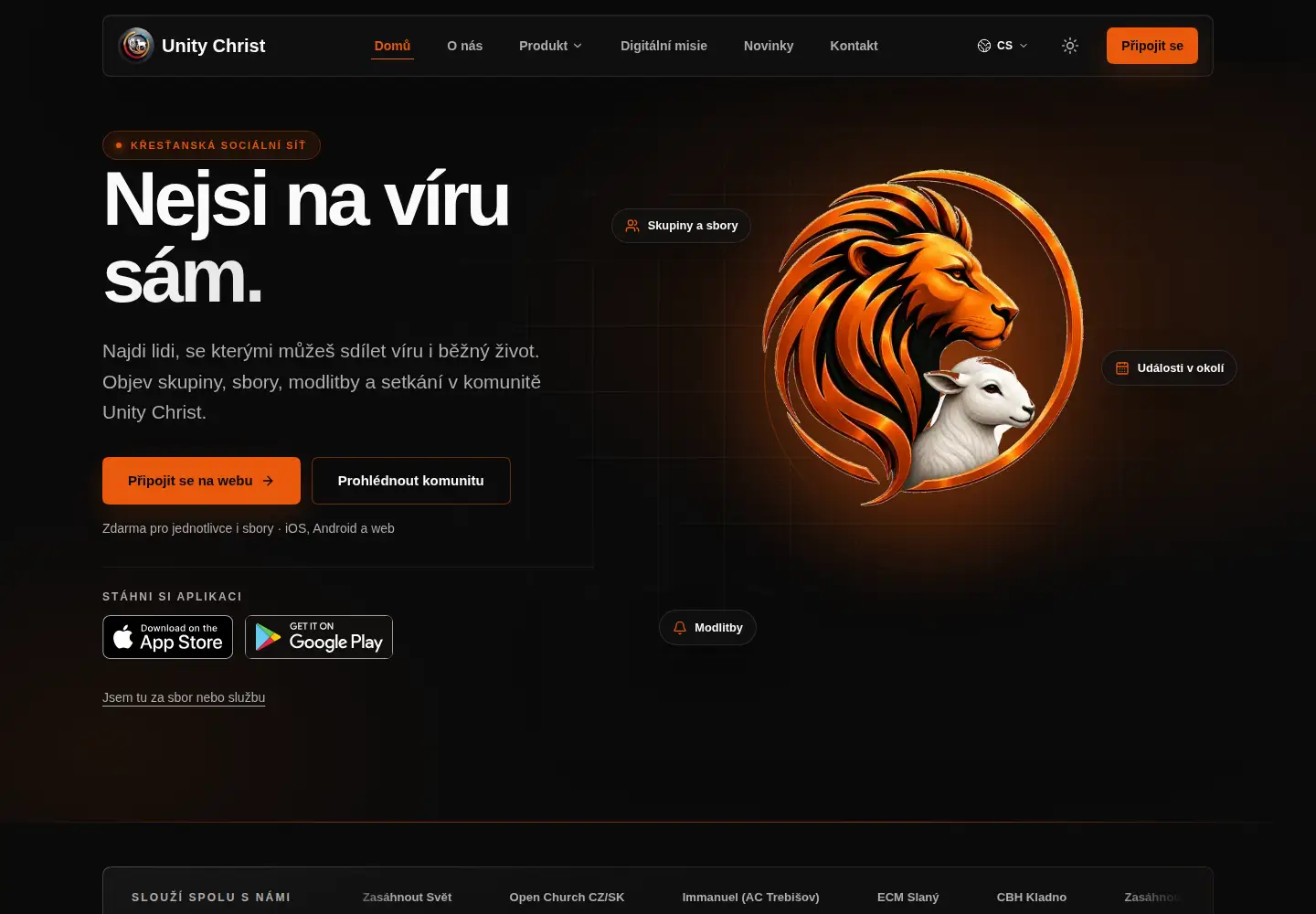 Captured homepage of unitychrist.org in the current scan