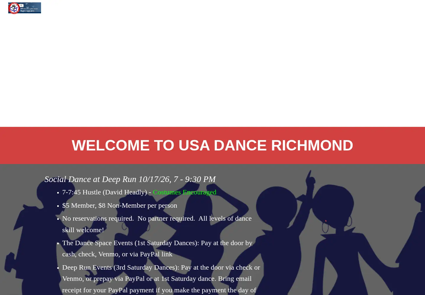 Captured homepage of usadancerichmond.org in the current scan