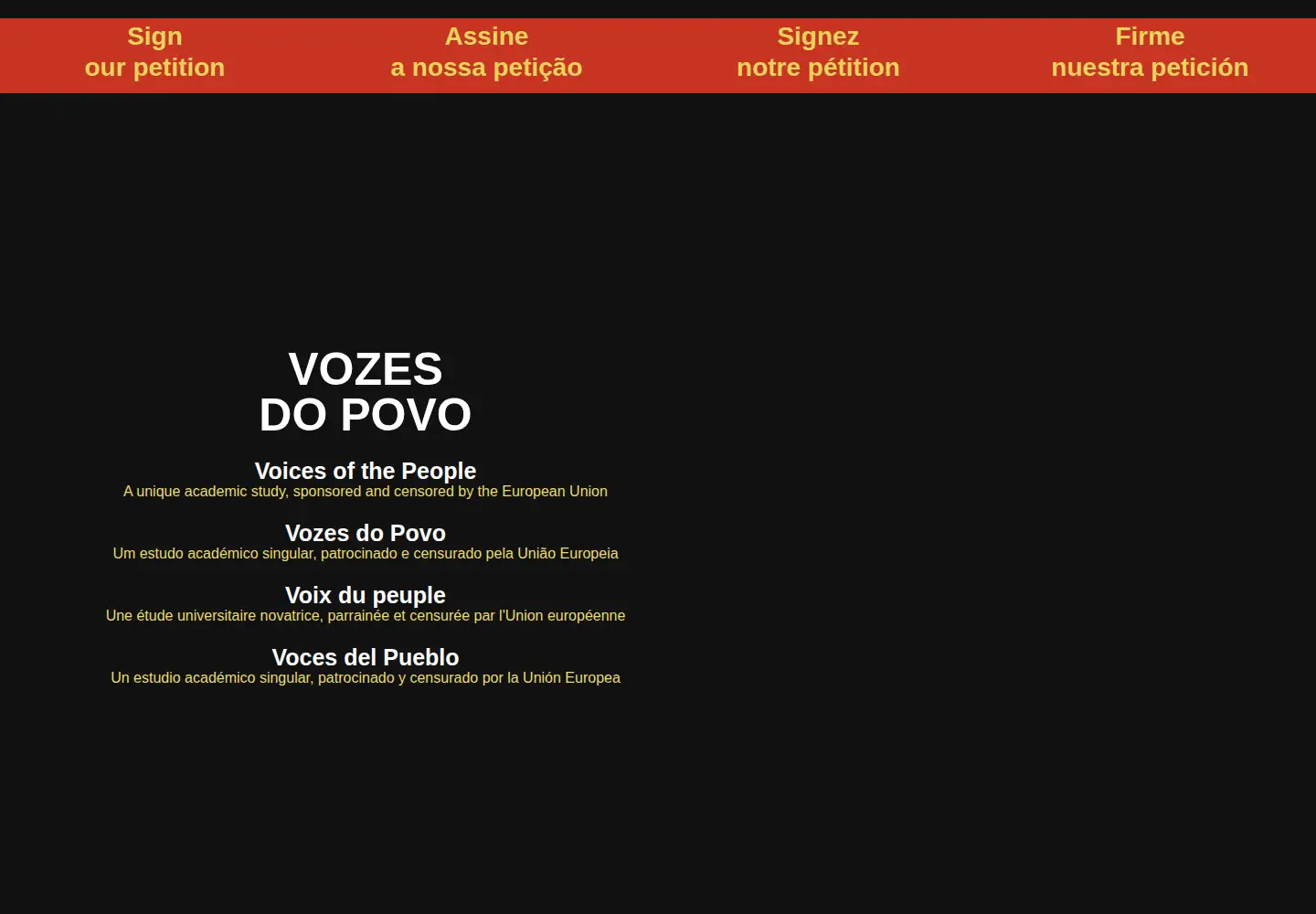 Captured homepage of vozesdopovo.org in the current scan