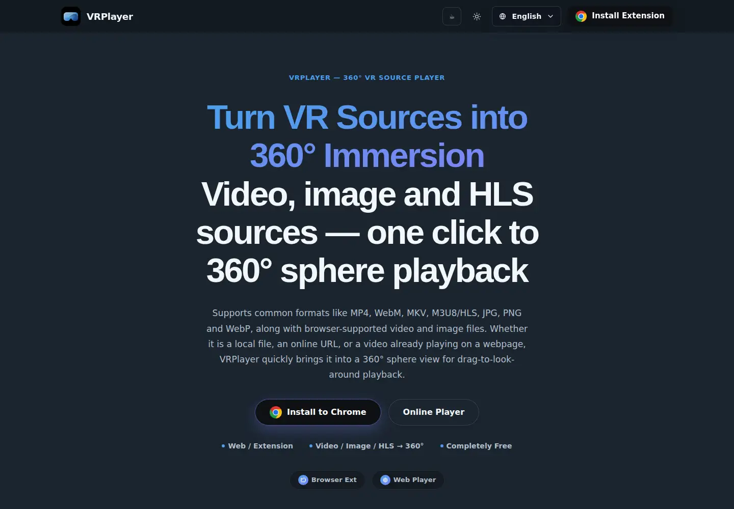 Screenshot of vrplayer.org