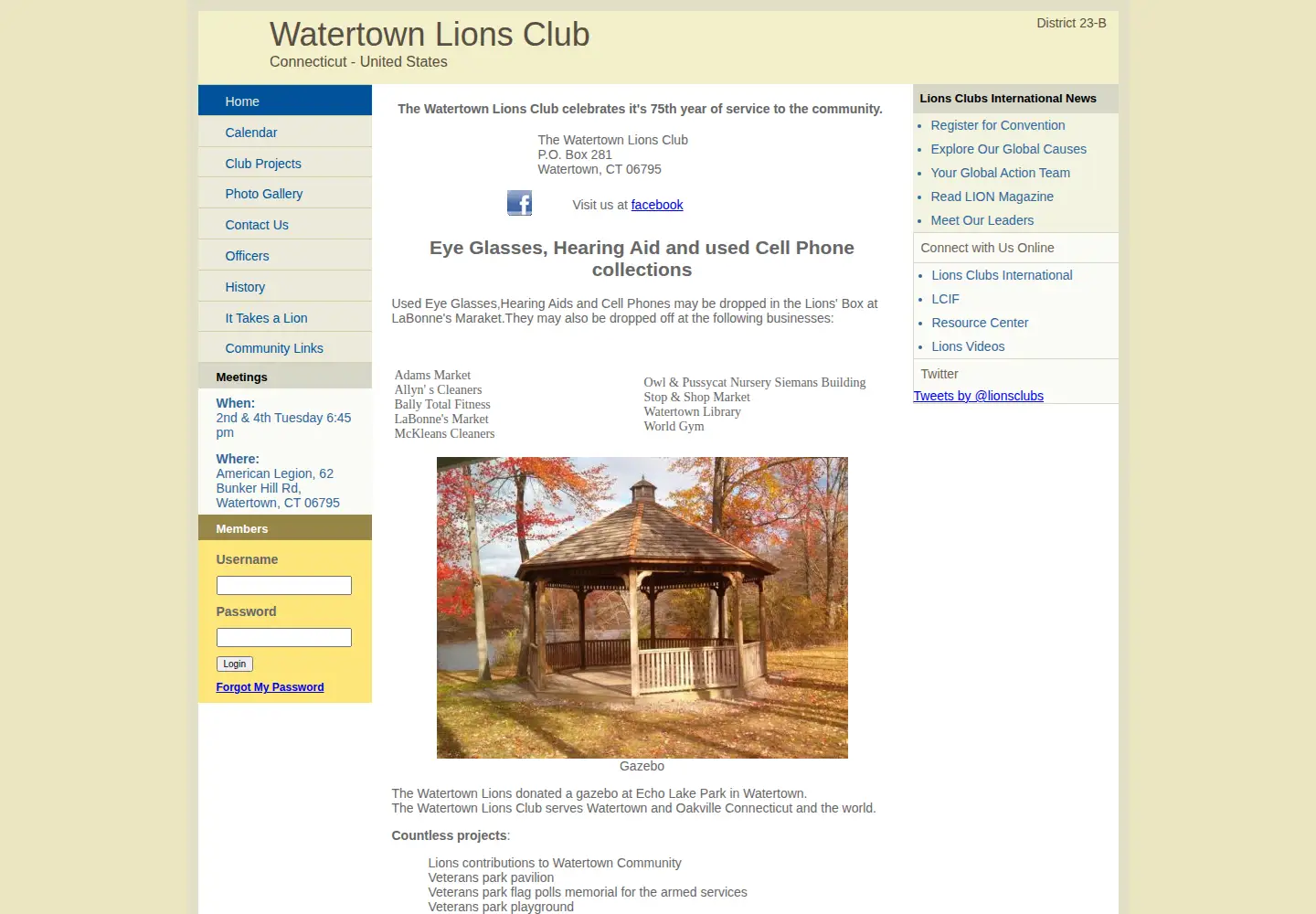 Screenshot of watertownctlions.org