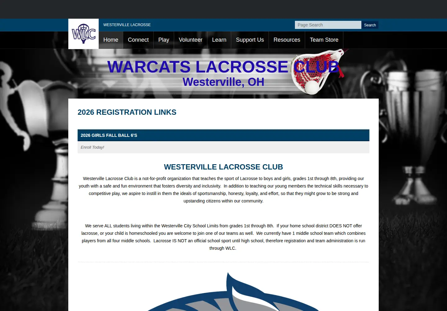 Captured homepage of westervillelax.org in the current scan