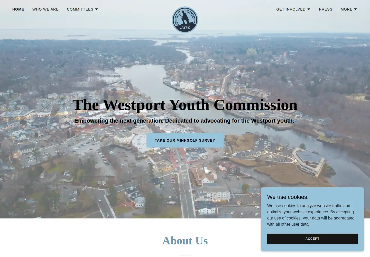 Captured homepage of westportyouthcommission.org in the current scan