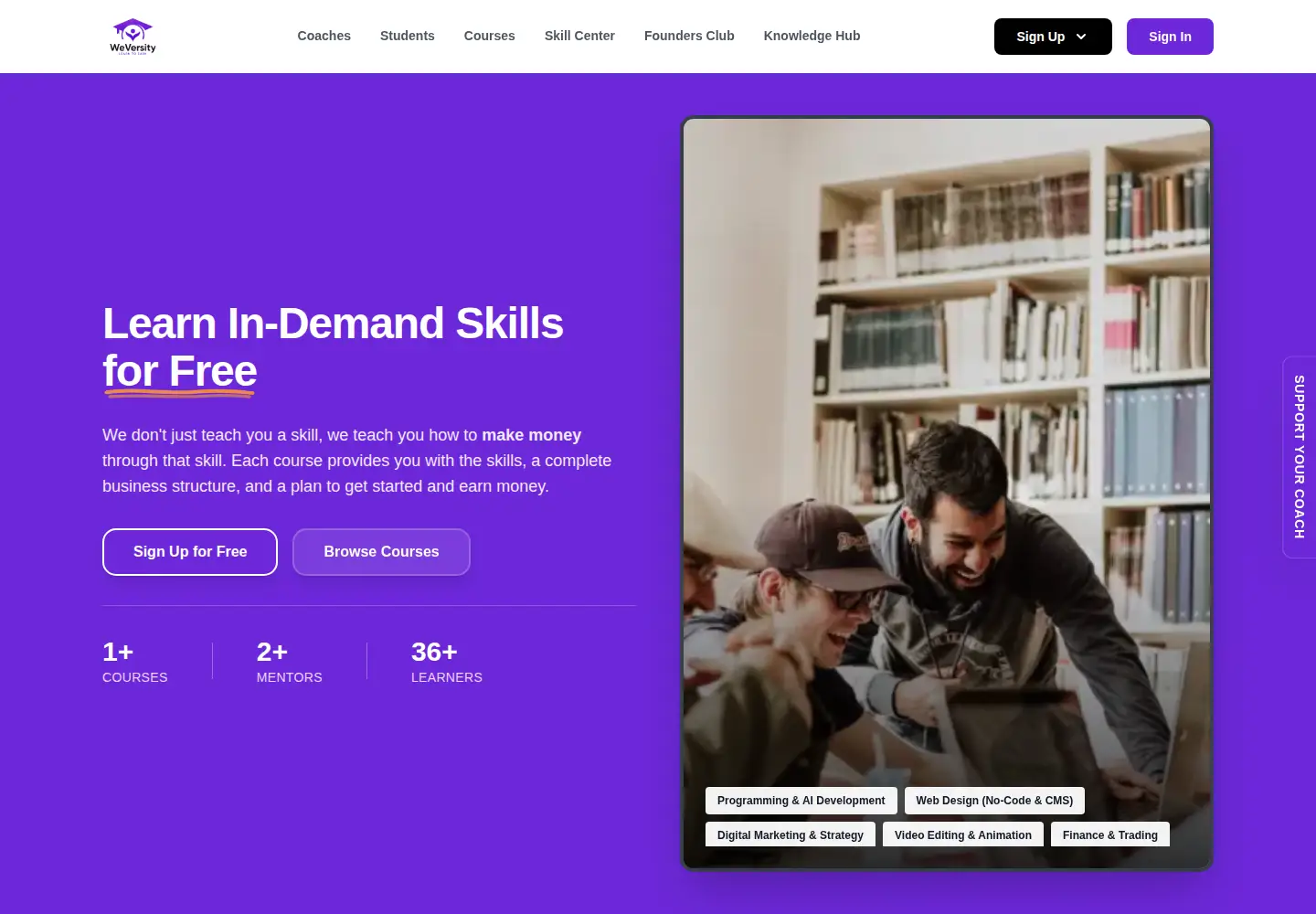 Captured homepage of weversity.org in the current scan