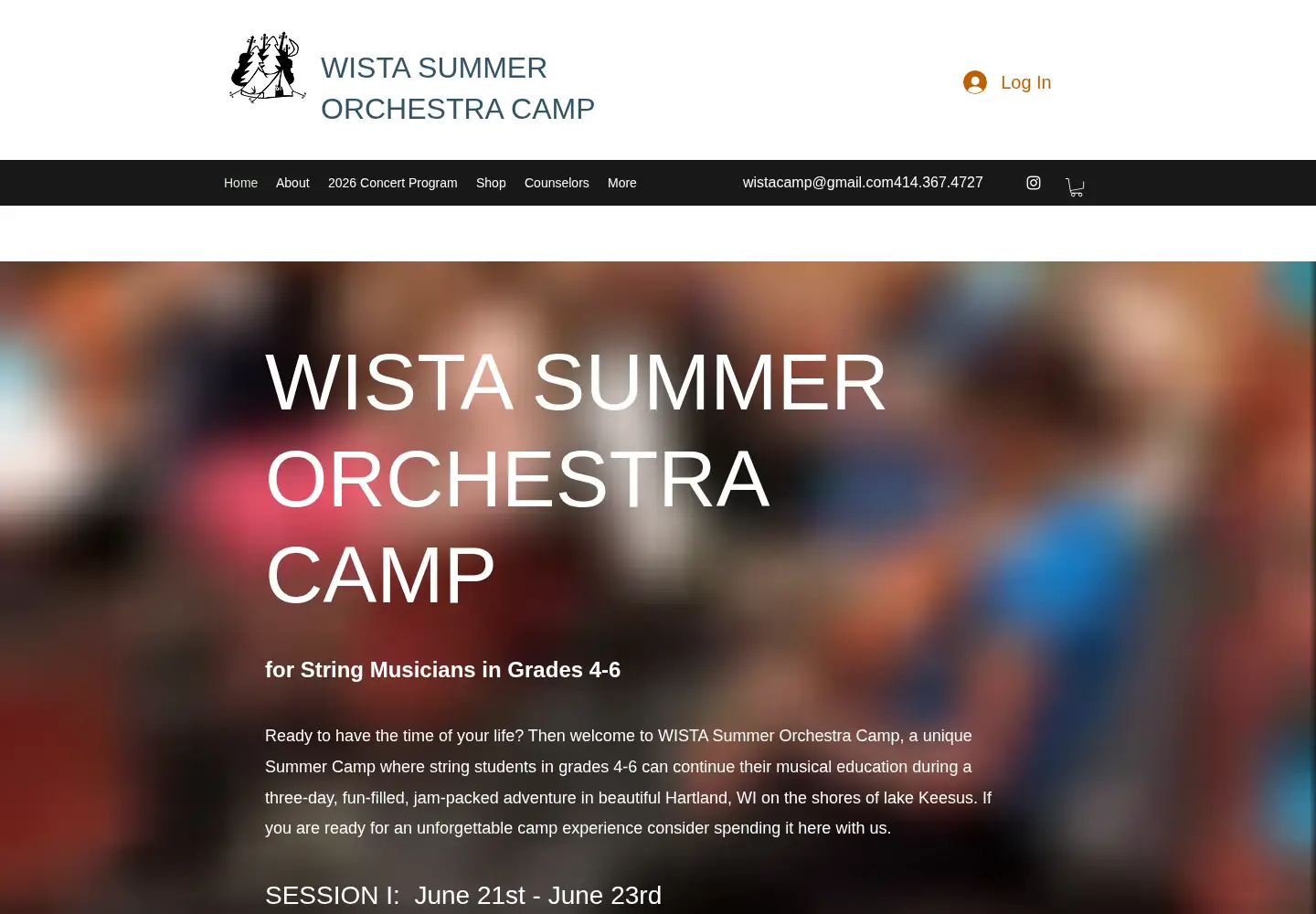 Captured homepage of wistacamp.org in the current scan