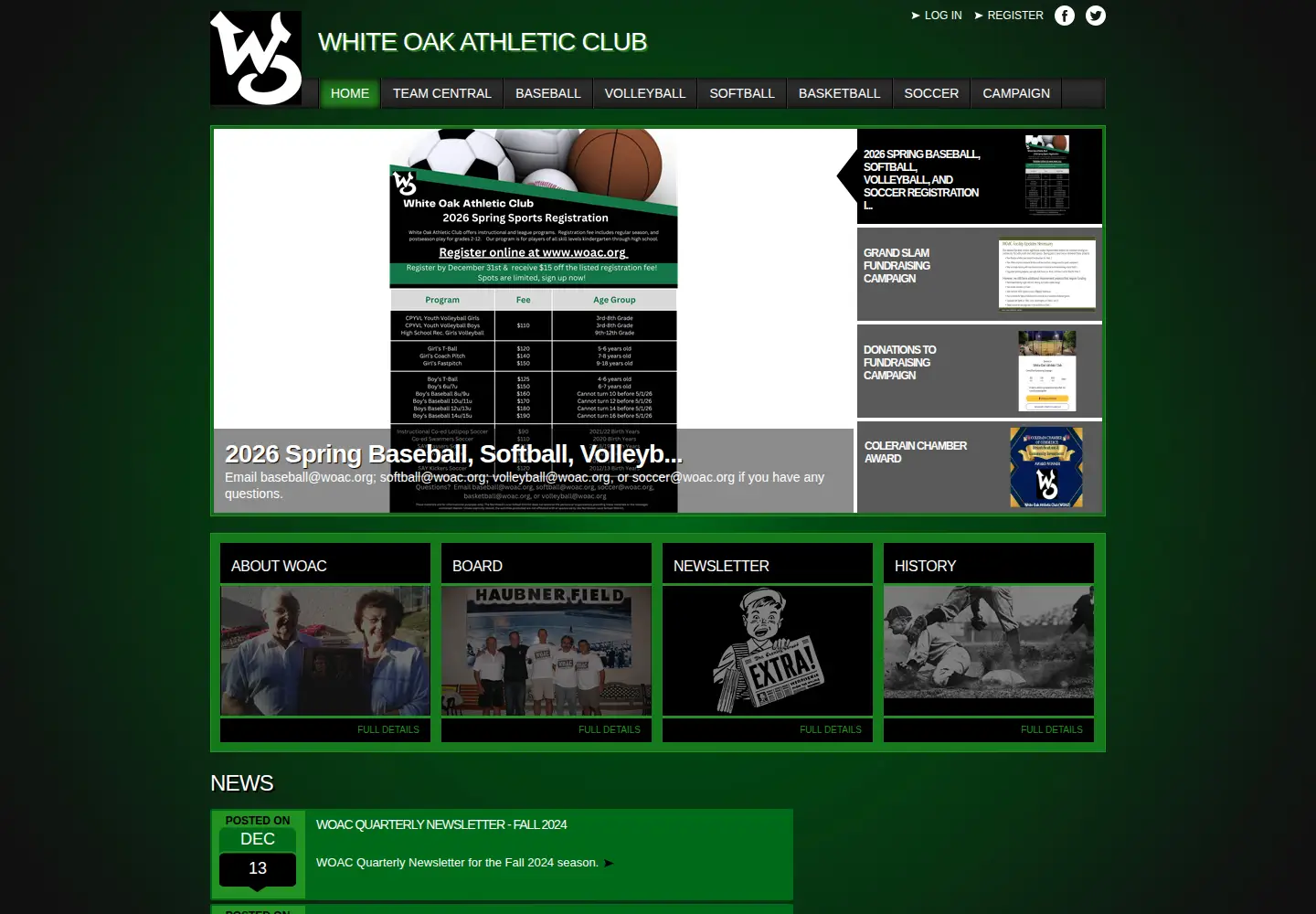 Captured homepage of woac.org in the current scan