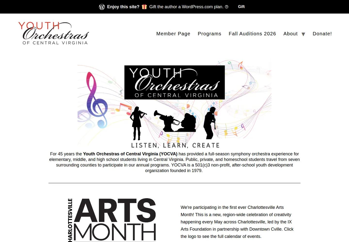 Captured homepage of yocva.org in the current scan