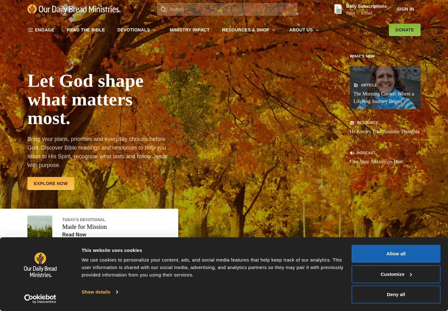 Screenshot of yourdailybread.org