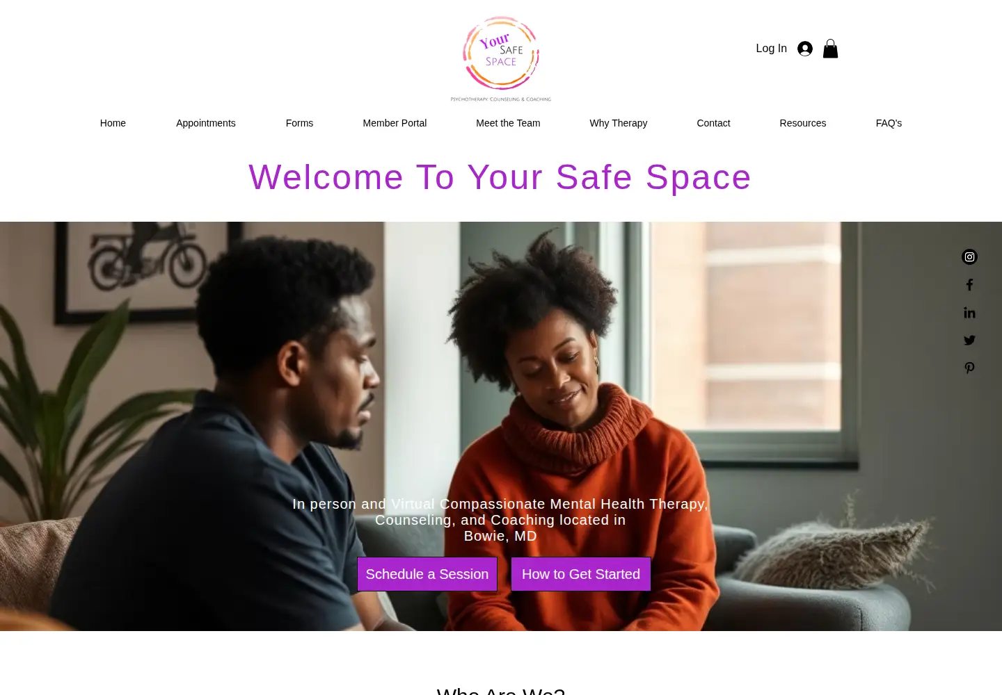 Captured homepage of yoursafespace.org in the current scan