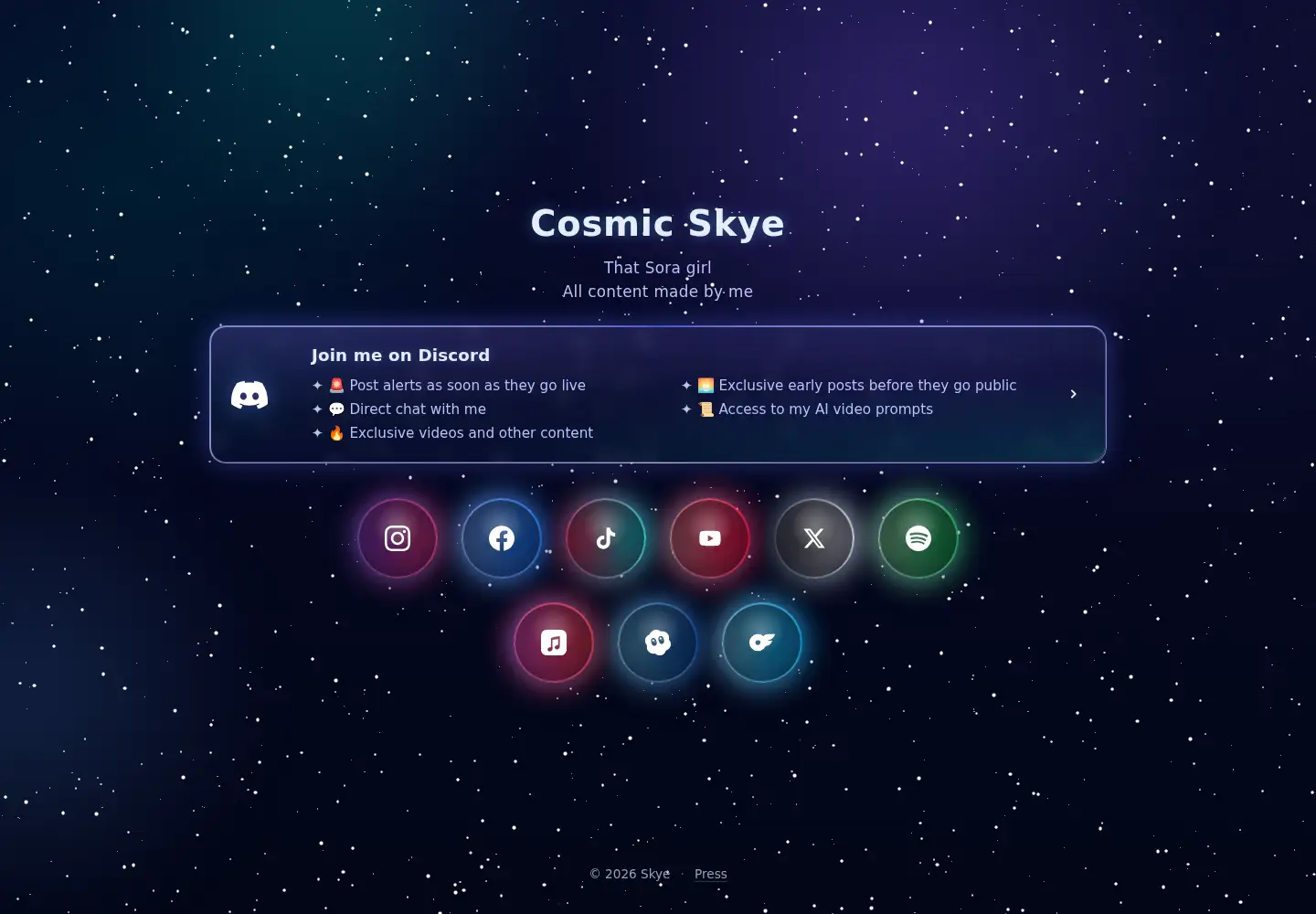 Captured homepage of skye.page in the current scan