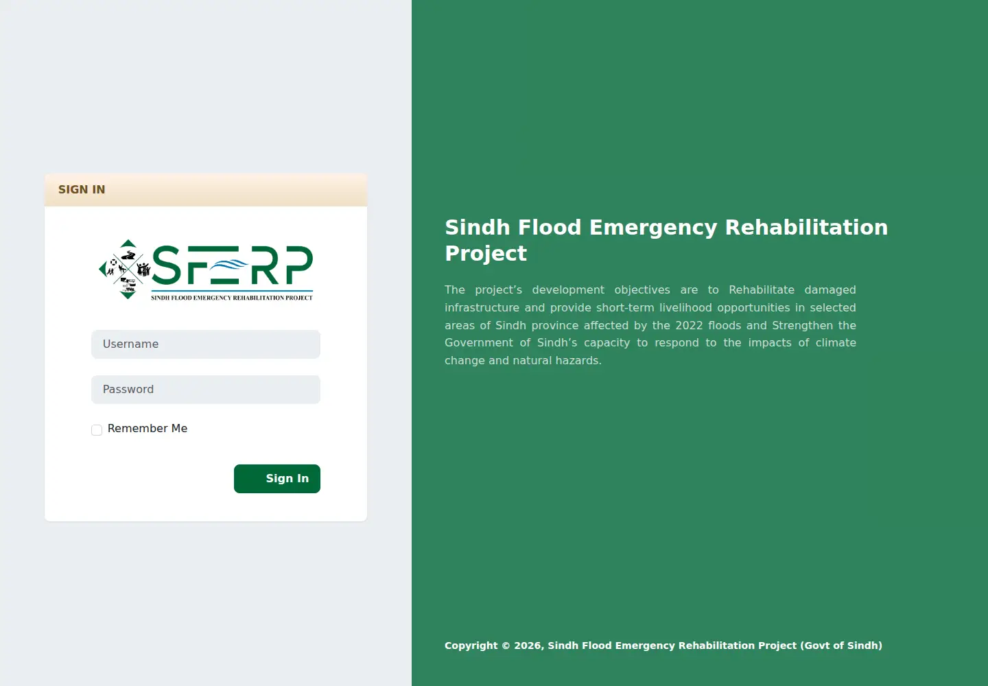 Screenshot of sferpmis.gos.pk