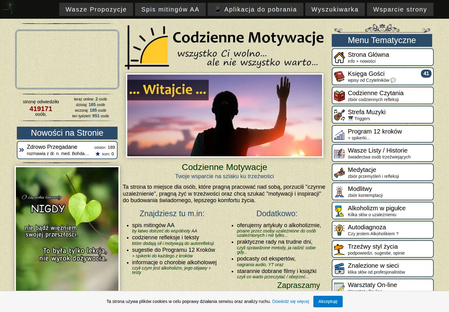 Captured homepage of codzienne-motywacje.pl in the current scan