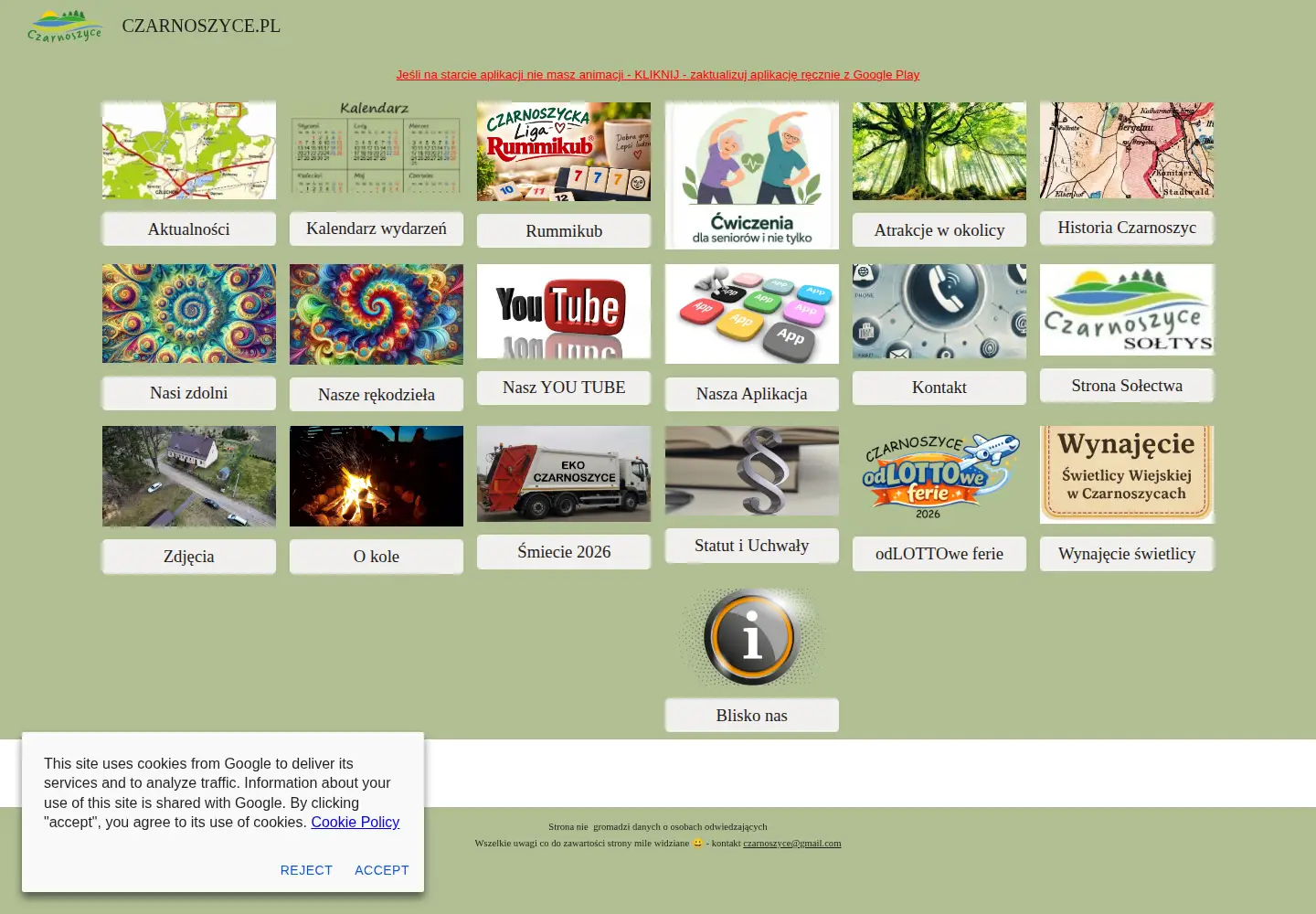 Captured homepage of czarnoszyce.pl in the current scan