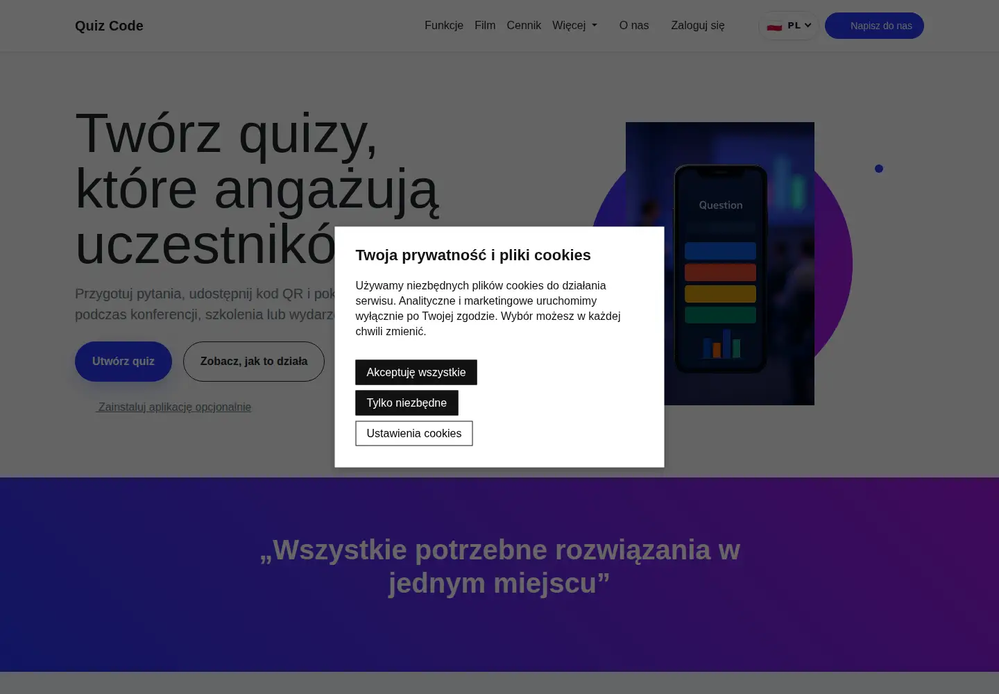 Screenshot of quizcode.pl