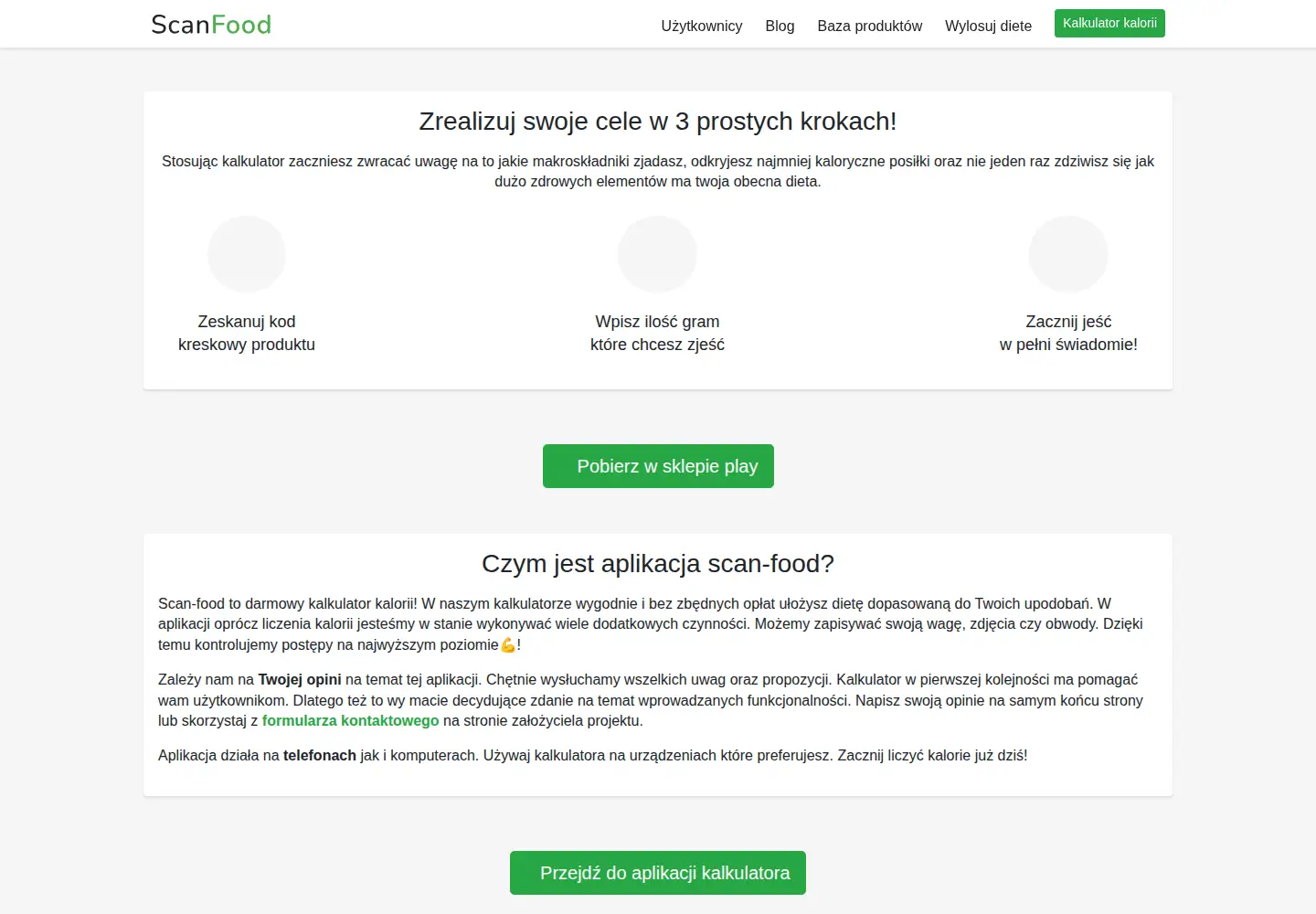 Screenshot of scan-food.pl