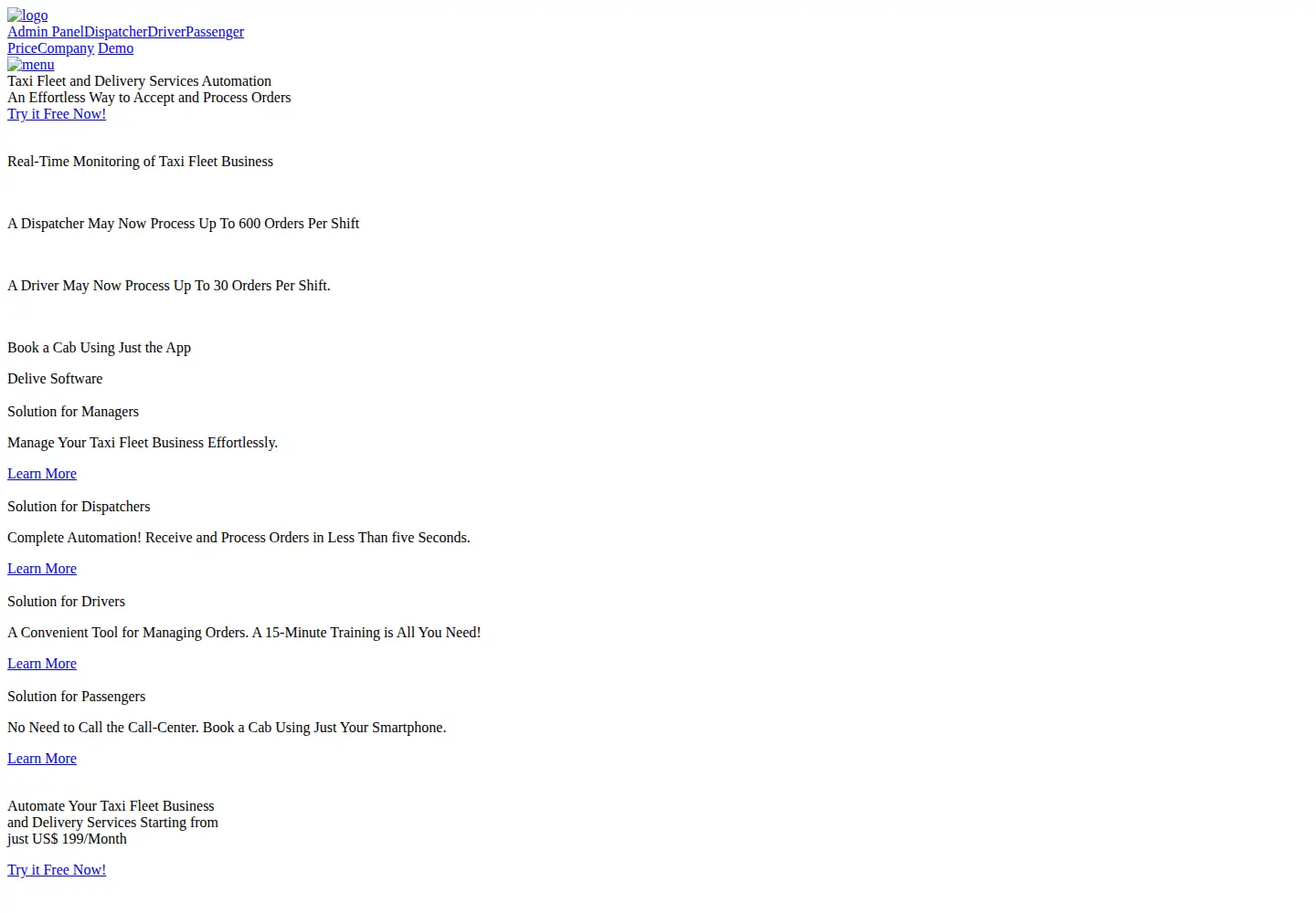 Captured homepage of cloudtaxi.ru in the current scan