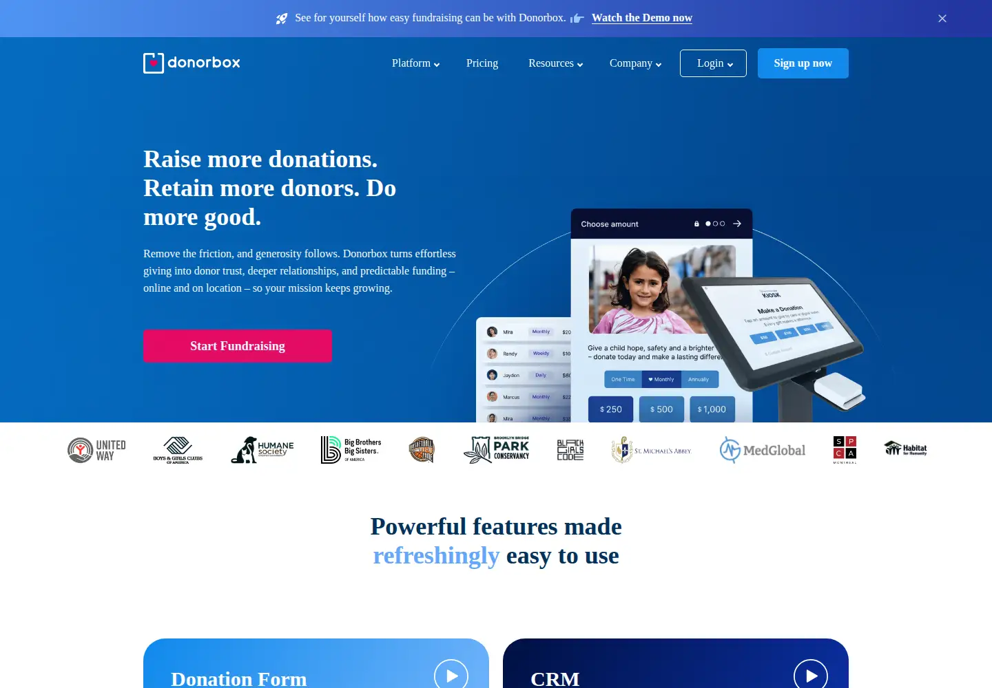 Screenshot of donorbox.org