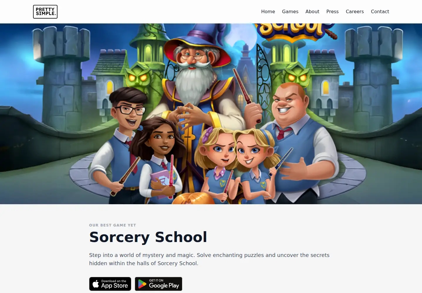 Captured homepage of sorcery.school in the current scan