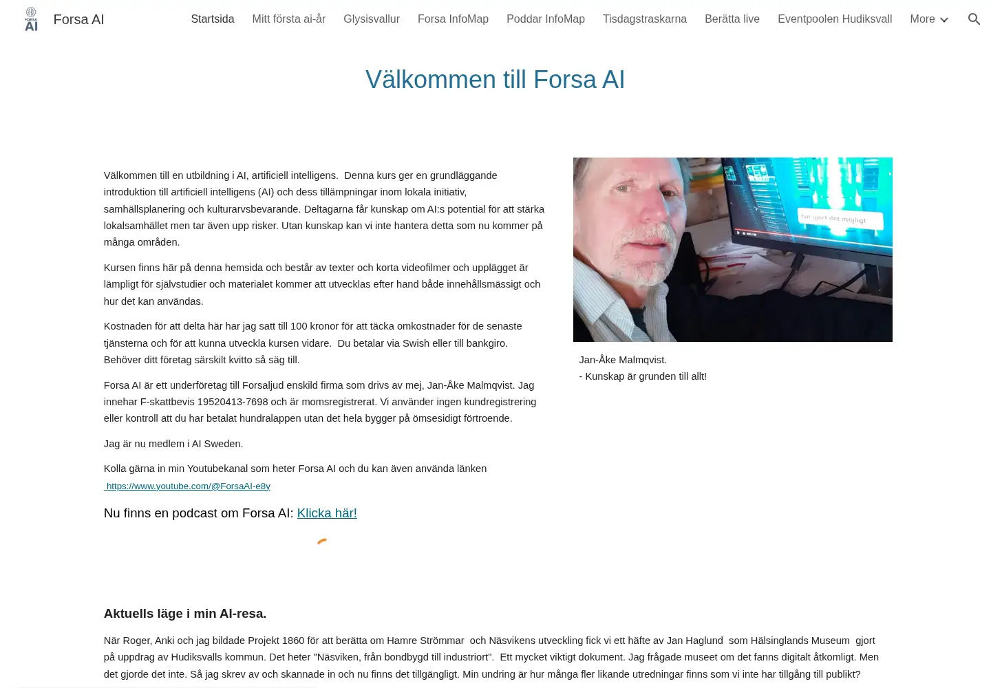 Captured homepage of forsaai.se in the current scan