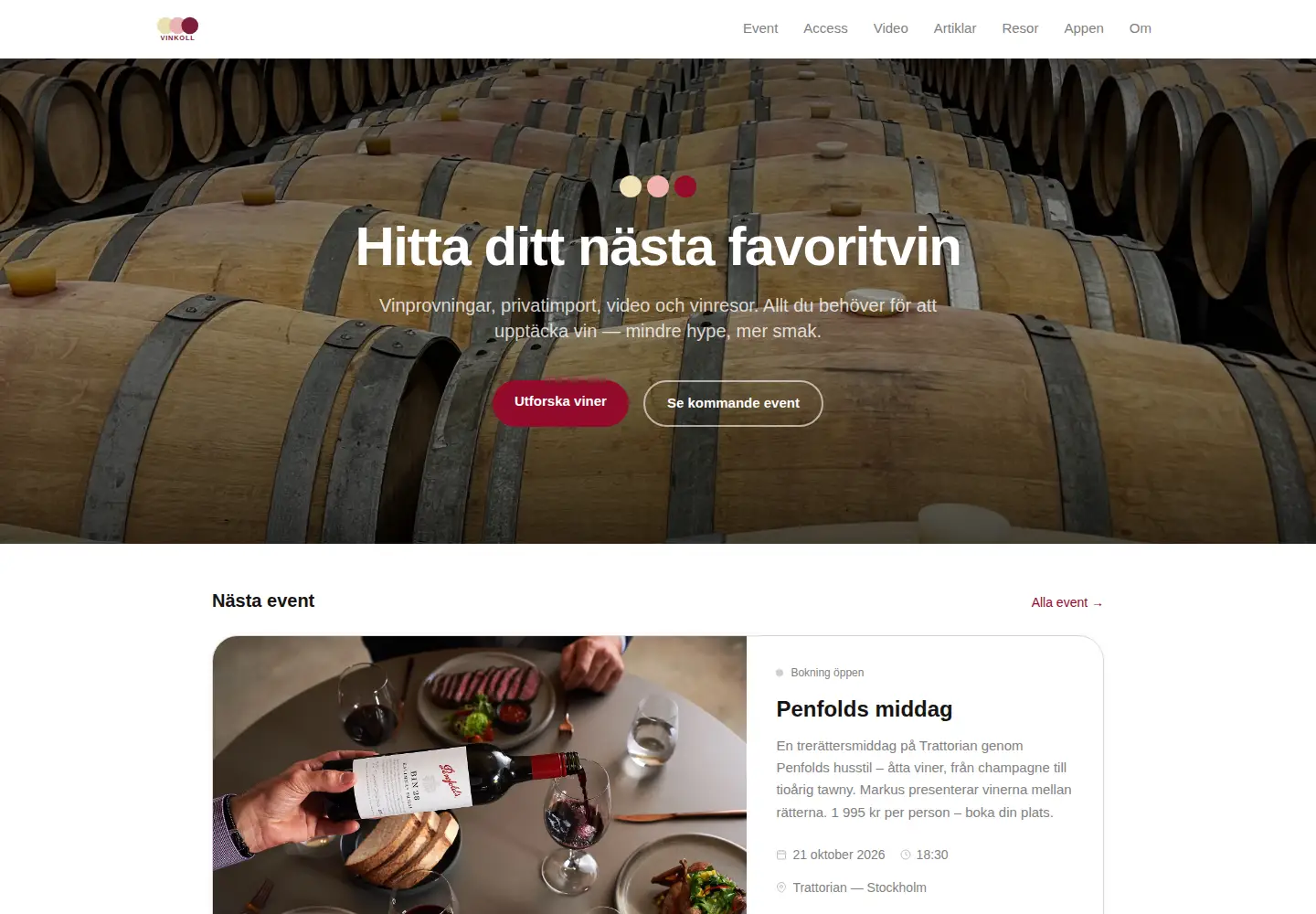 Captured homepage of vinkoll.se in the current scan