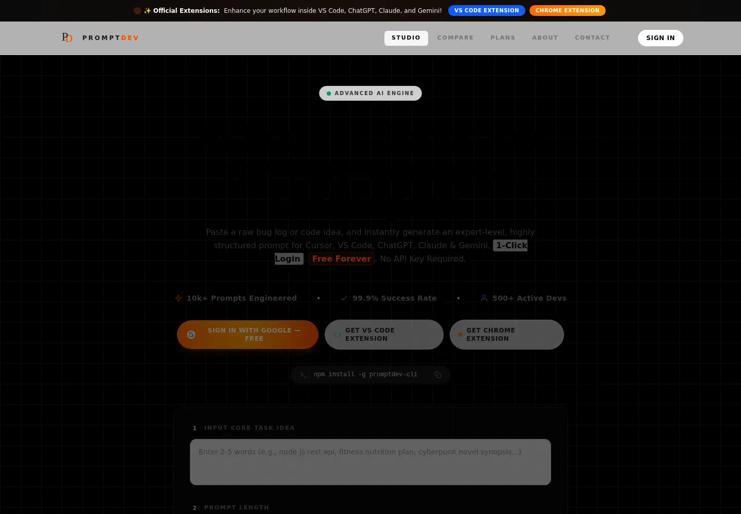 Screenshot of promptdev.site