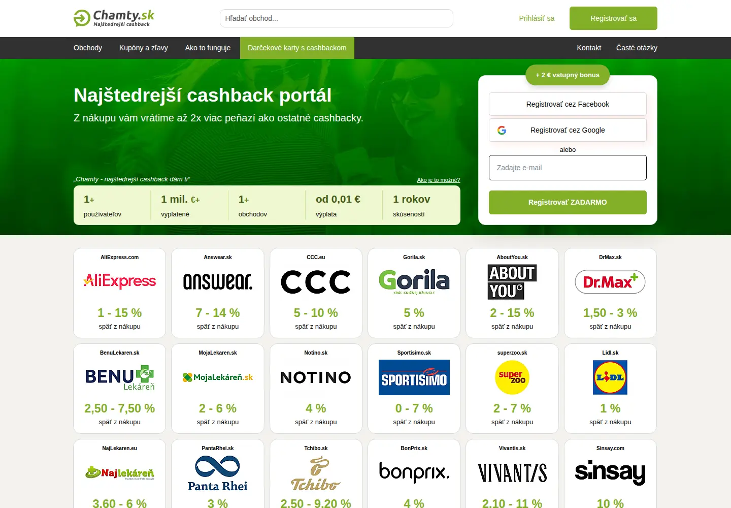 Screenshot of chamty.sk