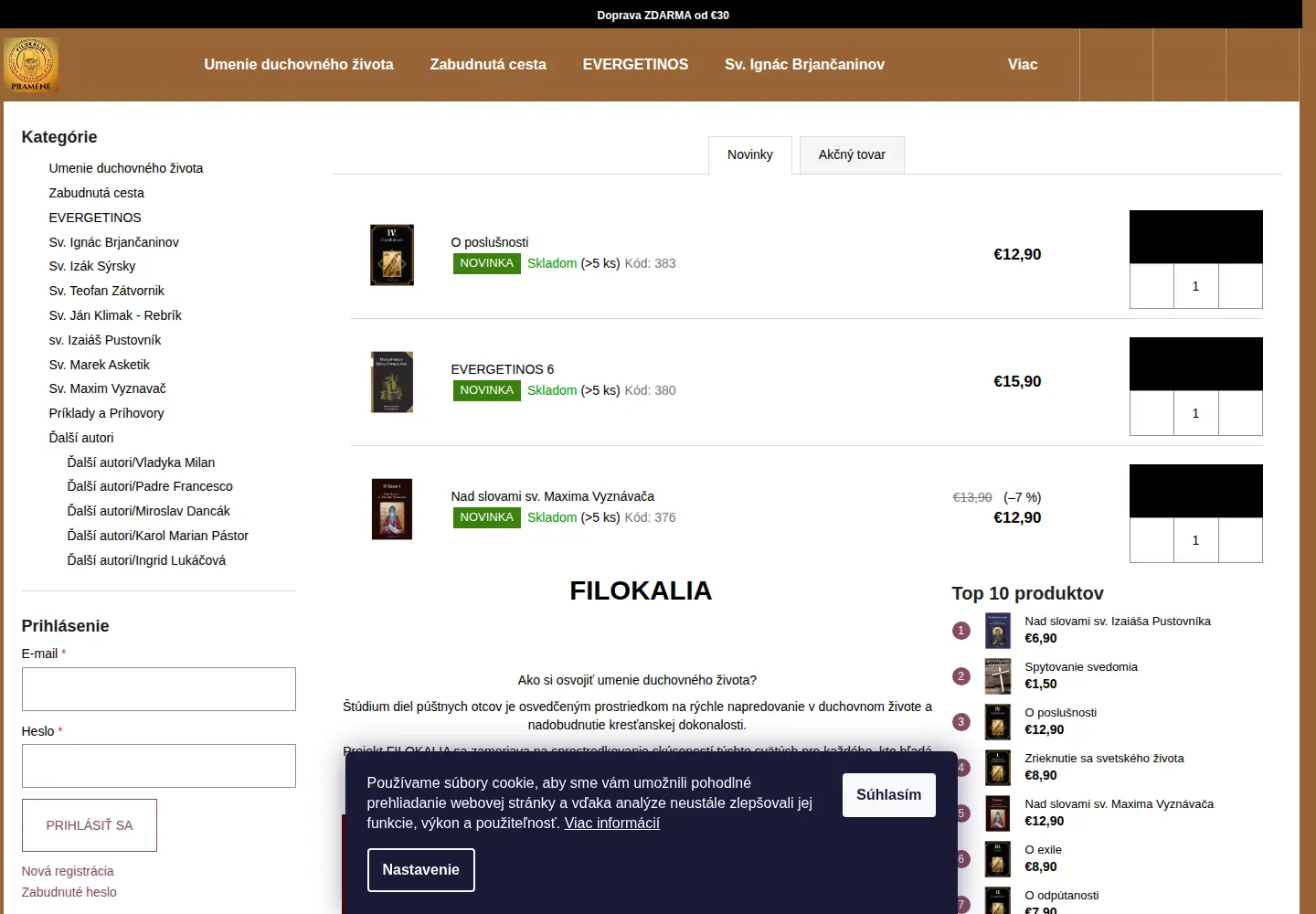 Screenshot of filokalia.sk