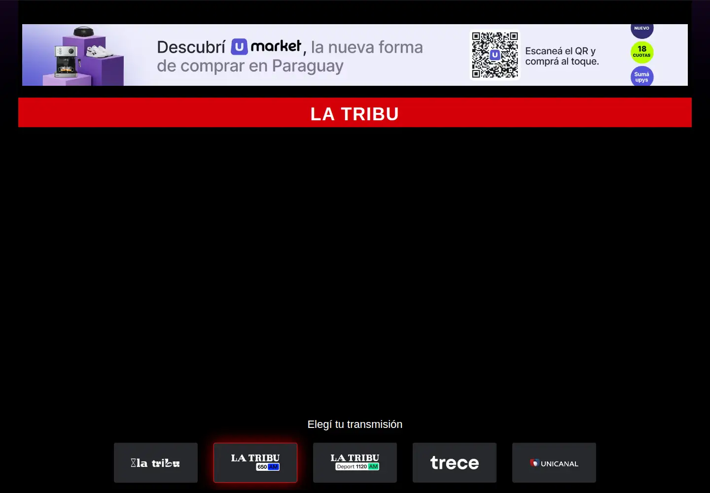 Captured homepage of latribu.stream in the current scan