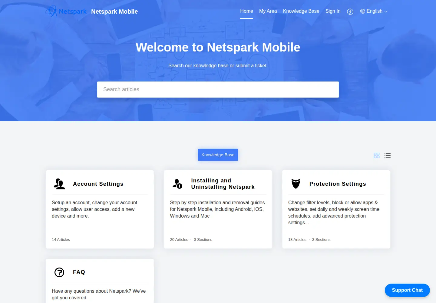 Screenshot of netspark.support