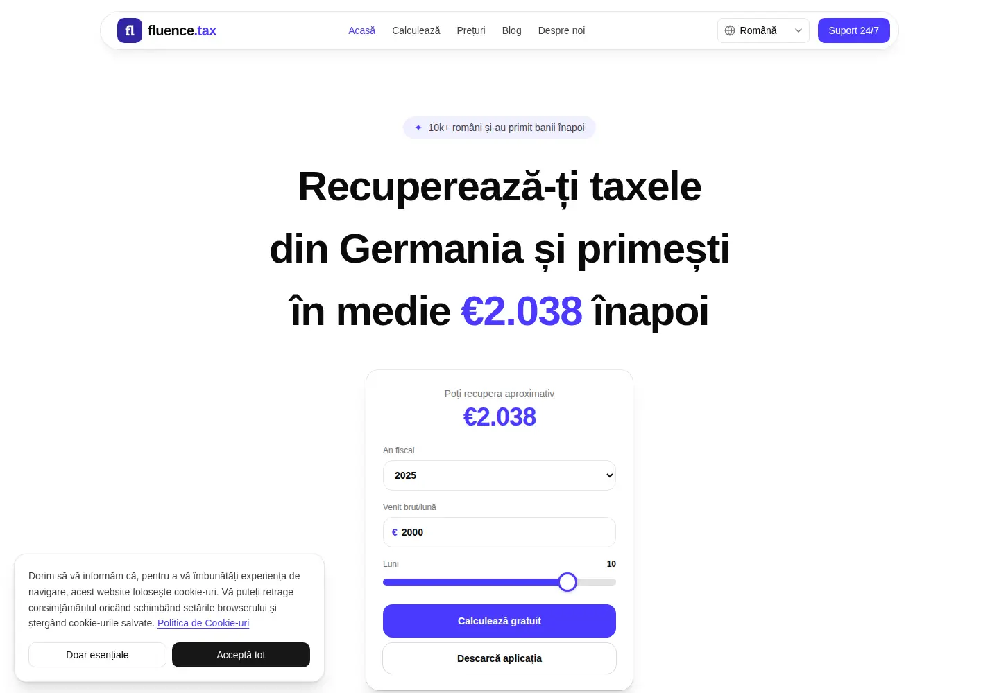 Screenshot of fluence.tax