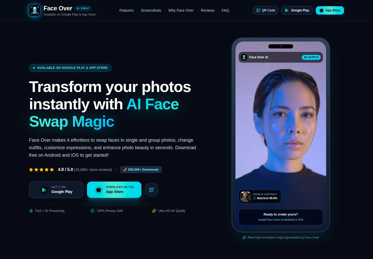 Screenshot of faceover.tech