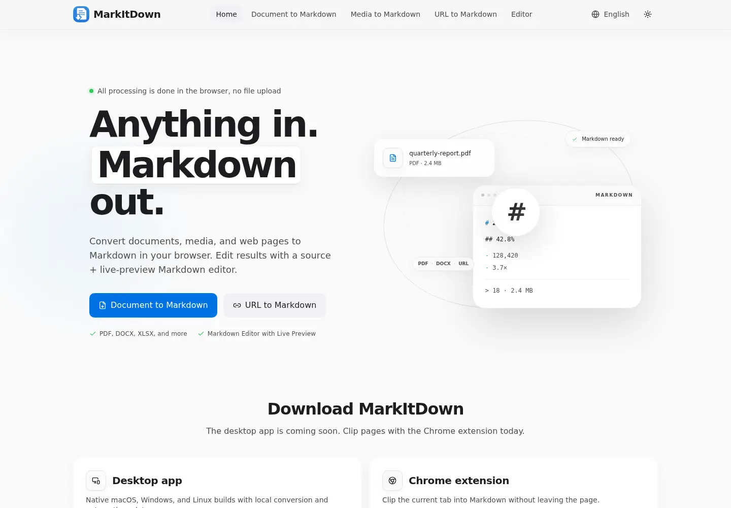 Captured homepage of markitdown.tools in the current scan